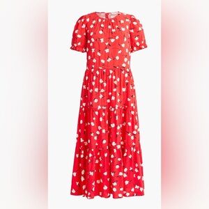 J.Crew floral puff-sleeve tiered midi dress sz XL